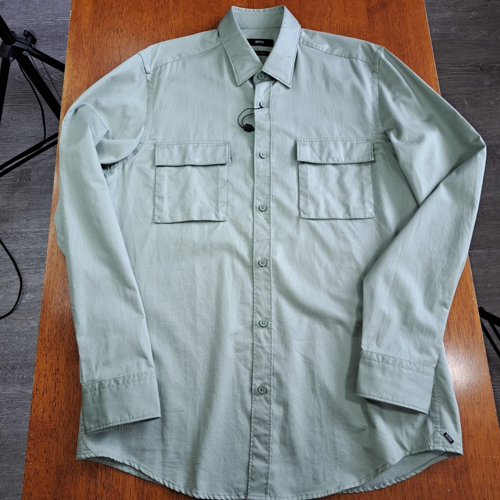 Hugo Boss Lorin Regular Fit Double Pocket Long Sleeve Button Up Dress Shirt